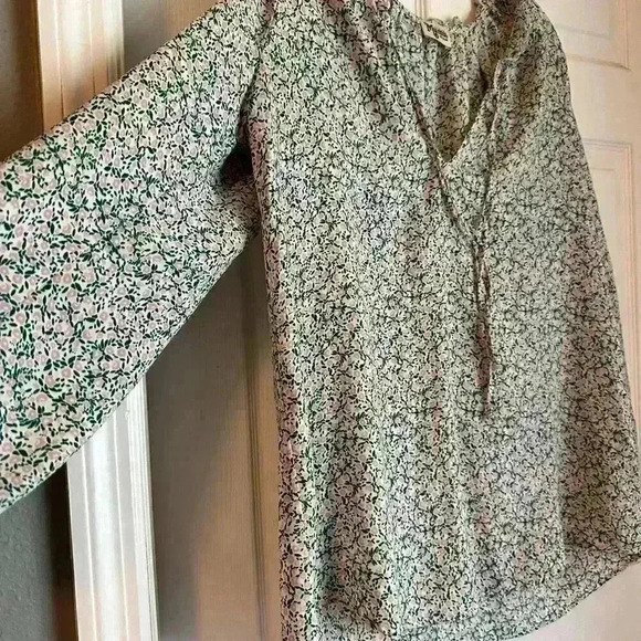 Show me your Mumu Charlene peony please tunic top pink green floral Sz Medium - Picture 3 of 6